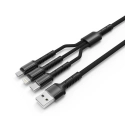 LDNIO-LC93 - Câble LDNIO USB 3 en 1 renforcé noir prises USB vers iPhone MicroUSB et Type C