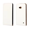LUXYLUMIA640BLANC - Etui Slim Luxy cuir blanc pour Microsoft Lumia-640 avec rabat vertical magnétique