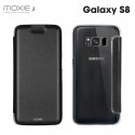 MOXCAMBERS8PLUSNOIR - Etui ultra fin Galaxy S8-Plus type Folio noir Gamme Camber de Moxie