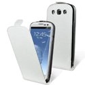 MOXITREND-S3-BLA - Housse en cuir blanc écologique avec ouverture verticale pour Samsung Galaxy S3 - i9300