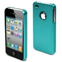 MUCCPBKIP4G028 - Coque rigide Rubber Metal Turquoise pour Iphone 4