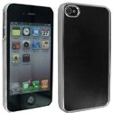 NZALUIP4NOIR - Coque aspect chrome et aluminium brossé noir Apple iPhone 4 et 4S