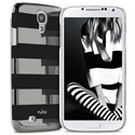PURO_SGS4STRIPENO - Coque arrière Puro effet miroir stripe coloris argent et noir Samsung Galaxy S4 i9500