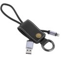 REMAX-WESTERNIP7 - Câble iPhone porte-clés noir avec mousqueton métal prise Lightning vers USB-A