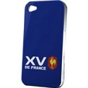 RUGBYFFR1-IP4 - Coque Rugby XV de France pour iPhone 4S logo fond bleu