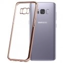 SOFTBRUSH-S8PLUSROSE - Coque souple Galaxy S8 Plus gel TPU avec contour rose gold