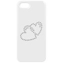 SWCOVBLANCIP42COEURS - Coque Crystal Swarovski pour iPhone 4 et 4s blanc glossy avec coeurs liés