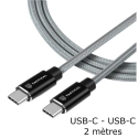 TACT-ROPE-USBCC-2M - Câble USB-C vers USB-C Ultra robuste en kevlar 2 mètres