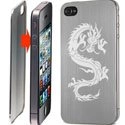 TOPALUIP4-DRAGSIL - Plaque arrière repositionnable dragon Silver iPhone 4S