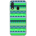 TPU0A40AZTEQUEBLEUVER - Coque souple pour Samsung Galaxy A40 avec impression Motifs aztèque bleu et vert