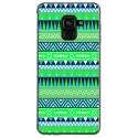 TPU0A8PLUS18AZTEQUEBLEUVER - Coque souple pour Samsung Galaxy A8-Plus 2018 avec impression Motifs aztèque bleu et vert