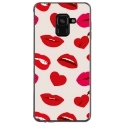 TPU0A8PLUS18LIPS - Coque souple pour Samsung Galaxy A8-Plus 2018 avec impression Motifs lèvres et coeurs rouges