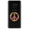 TPU0A8PLUS18PEACELOVE - Coque souple pour Samsung Galaxy A8-Plus 2018 avec impression Motifs Peace and Love fleuri