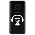 TPU0A8PLUS18SINGECASQ - Coque souple pour Samsung Galaxy A8-Plus 2018 avec impression Motifs singe avec son casque