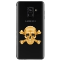 TPU0A8PLUS18SKULLOR - Coque souple pour Samsung Galaxy A8-Plus 2018 avec impression Motifs tête de mort aspect or