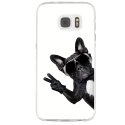 TPU0GALS7CHIENVBLANC - Coque souple pour Samsung Galaxy S7 SM-G930 avec impression Motifs chien à lunettes sur fond blanc
