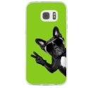 TPU0GALS7CHIENVVERT - Coque souple pour Samsung Galaxy S7 SM-G930 avec impression Motifs chien à lunettes sur fond vert