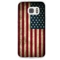 TPU0GALS7DRAPUSAVINTAGE - Coque souple pour Samsung Galaxy S7 SM-G930 avec impression Motifs drapeau USA vintage