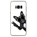 TPU0GALS8PLUSCHIENVBLANC - Coque souple pour Samsung Galaxy S8 Plus avec impression Motifs chien à lunettes sur fond blanc