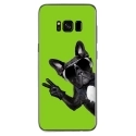 TPU0GALS8PLUSCHIENVVERT - Coque souple pour Samsung Galaxy S8 Plus avec impression Motifs chien à lunettes sur fond vert