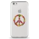 TPU0IPHONE5CPEACELOVE - Coque souple pour Apple iPhone 5C avec impression Motifs Peace and Love fleuri