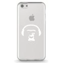 TPU0IPHONE5CSINGECASQ - Coque souple pour Apple iPhone 5C avec impression Motifs singe avec son casque