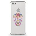 TPU0IPHONE5CSKULLFLEUR - Coque souple pour Apple iPhone 5C avec impression Motifs crâne en fleurs