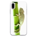 TPU0IPHONEXCAMELEON - Coque souple pour Apple iPhone X avec impression Motifs caméleon sur un bamboo
