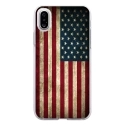 TPU0IPHONEXDRAPUSAVINTAGE - Coque souple pour Apple iPhone X avec impression Motifs drapeau USA vintage