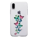 TPU0IPHONEXPAPILLONS - Coque souple pour Apple iPhone X avec impression Motifs papillons colorés