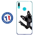 TPU0Y62019CHIENVBLANC - Coque souple pour Huawei Y6 (2019) avec impression Motifs chien à lunettes sur fond blanc