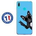 TPU0Y62019CHIENVBLEU - Coque souple pour Huawei Y6 (2019) avec impression Motifs chien à lunettes sur fond bleu