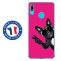 TPU0Y62019CHIENVFUSHIA - Coque souple pour Huawei Y6 (2019) avec impression Motifs chien à lunettes sur fond fushia