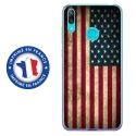TPU0Y72019DRAPUSAVINTAGE - Coque souple pour Huawei Y7 (2019) avec impression Motifs drapeau USA vintage