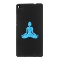 TPU1ASCENDP8BOUDDHABLEU - Coque Souple en gel noir pour Huawei Ascend P8 avec impression Motifs bouddha bleu