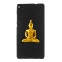 TPU1ASCENDP8BOUDDHAOR - Coque Souple en gel noir pour Huawei Ascend P8 avec impression Motifs bouddha doré