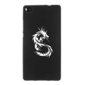 TPU1ASCENDP8DRAGONTRIBAL - Coque Souple en gel noir pour Huawei Ascend P8 avec impression Motifs dragon tribal