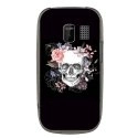 TPU1ASHA302SKULLFLOWER - Coque souple pour Nokia Asha 302 avec impression Motifs skull fleuri