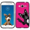 TPU1COREPRIMECHIENVFUSHIA - Coque Souple en gel noir pour Samsung Galaxy Core Prime avec impression Motifs chien à lunettes 
