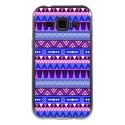 TPU1GALJ1AZTEQUEBLEUVIO - Coque souple pour Samsung Galaxy J1 SM-J100F avec impression Motifs aztèque bleu et violet