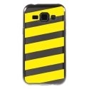 TPU1GALJ1BANDESJAUNES - Coque souple pour Samsung Galaxy J1 SM-J100F avec impression Motifs bandes jaunes
