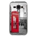 TPU1GALJ1CABINEUK - Coque souple pour Samsung Galaxy J1 SM-J100F avec impression Motifs cabine téléphonique UK rouge