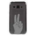TPU1GALJ1MAINPEACE - Coque souple pour Samsung Galaxy J1 SM-J100F avec impression Motifs main Peace and Love