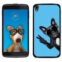 TPU1IDOL355CHIENVBLEU - Coque Souple en gel pour Alcatel Idol 3 5,5 avec impression Motifs chien à lunettes sur fond bleu