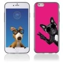 TPU1IPHONE6CHIENVFUSHIA - Coque Souple en gel pour Apple iPhone 6 avec impression chien à lunettes sur fond fushia