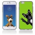 TPU1IPHONE6CHIENVVERT - Coque Souple en gel pour Apple iPhone 6 avec impression chien à lunettes sur fond vert