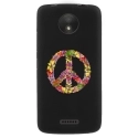 TPU1MOTOCPEACELOVE - Coque souple pour Motorola Moto C avec impression Motifs Peace and Love fleuri
