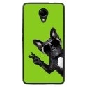 TPU1ROBBYCHIENVVERT - Coque souple pour Wiko Robby avec impression Motifs chien à lunettes sur fond vert