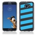 TPU1S6EDGEBANDESBLEUES - Coque Souple en gel pour Samsung Galaxy S6 Edge avec impression bandes bleues