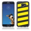 TPU1S6EDGEBANDESJAUNES - Coque Souple en gel pour Samsung Galaxy S6 Edge avec impression bandes jaunes